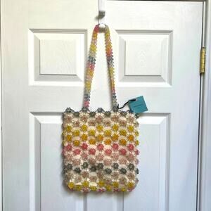 Cynthia Rowley Daisy Floral Beaded Canvas Tote Bag